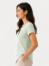 Zarelle Women's Cotton Button Neck Casual Top
