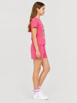Belina Girl Girl's Pink Cotton T-Shirt & Shorts Co-ord Set