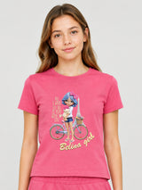 Belina Girl Girl's Pink Cotton T-Shirt & Shorts Co-ord Set