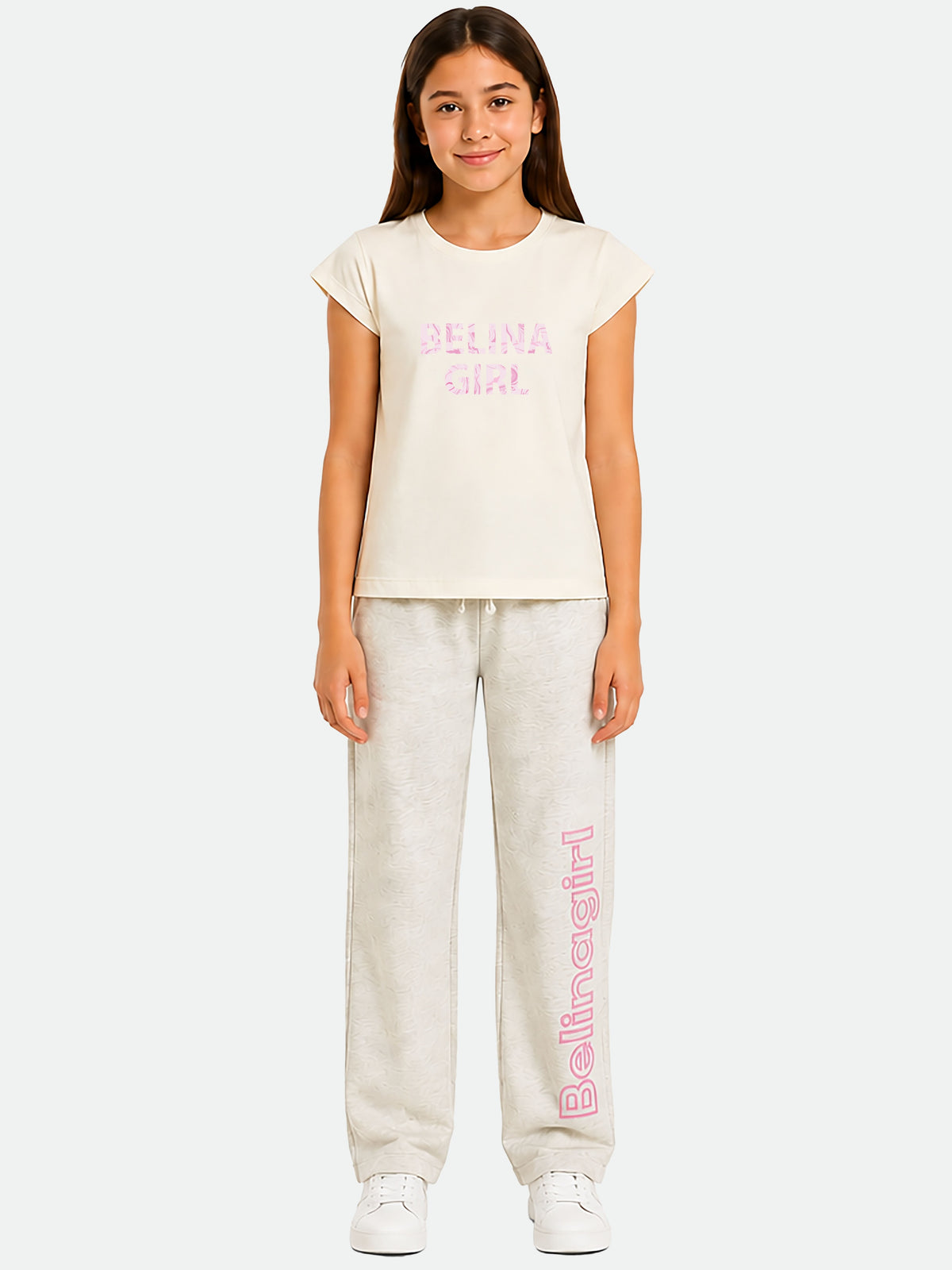 Belina Girl Girl's Cotton Regular Fit T-Shirt & Pants Co-ord Set
