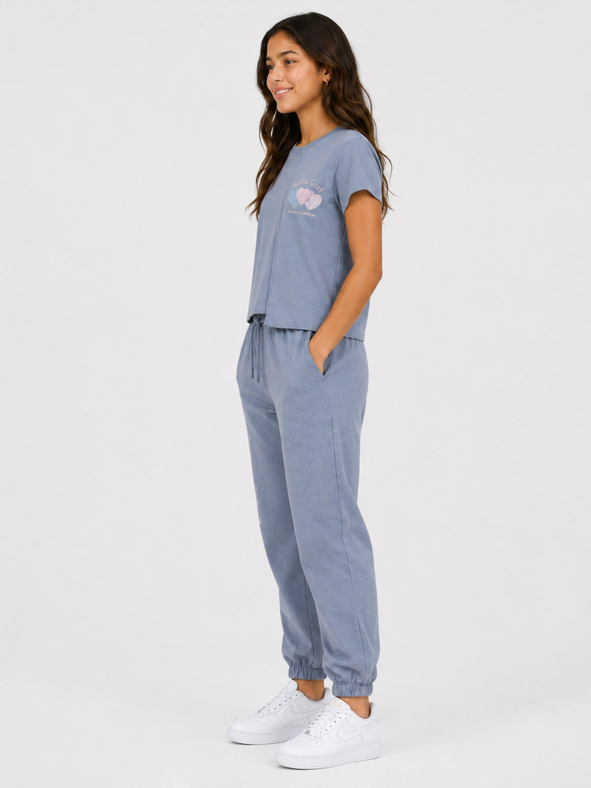 Belina Girl Girls Cotton Relaxed Fit Printed Casual T-Shirt and Jogger Co-ord Set