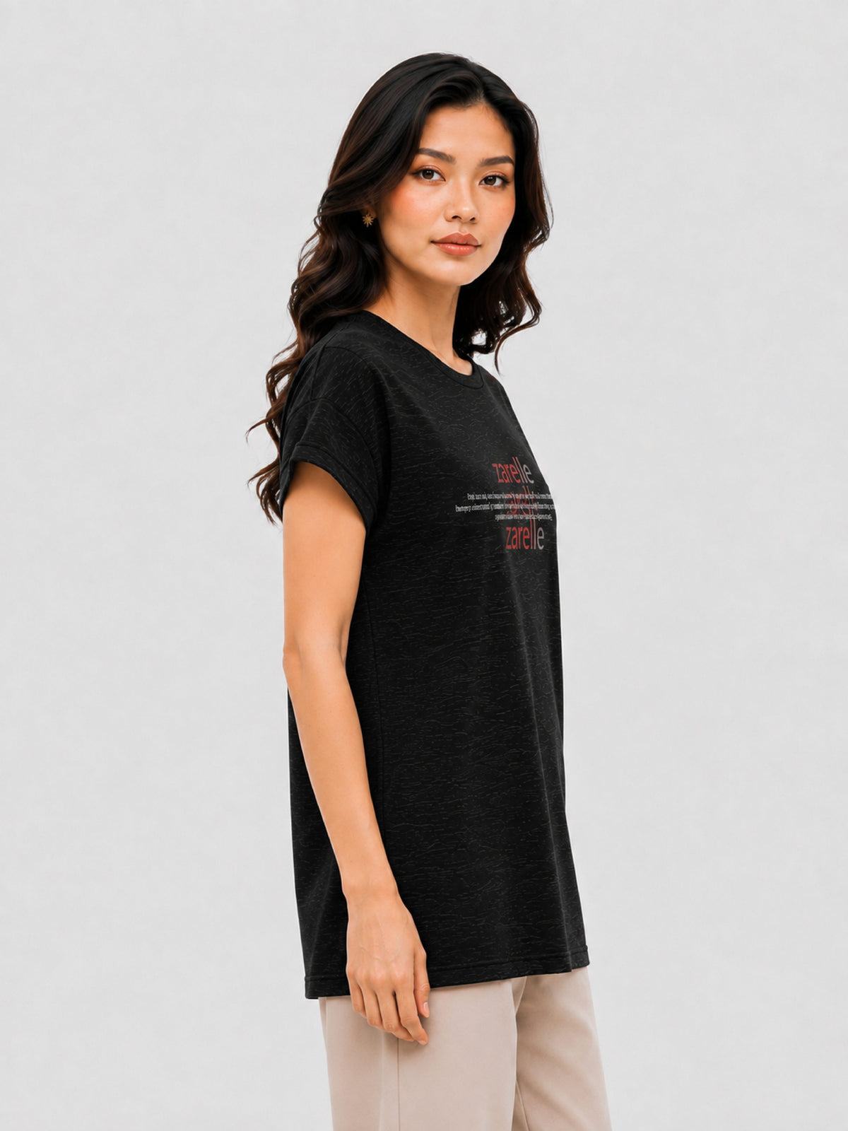Zarelle Women's Cotton Slub Regular Fit T-Shirt