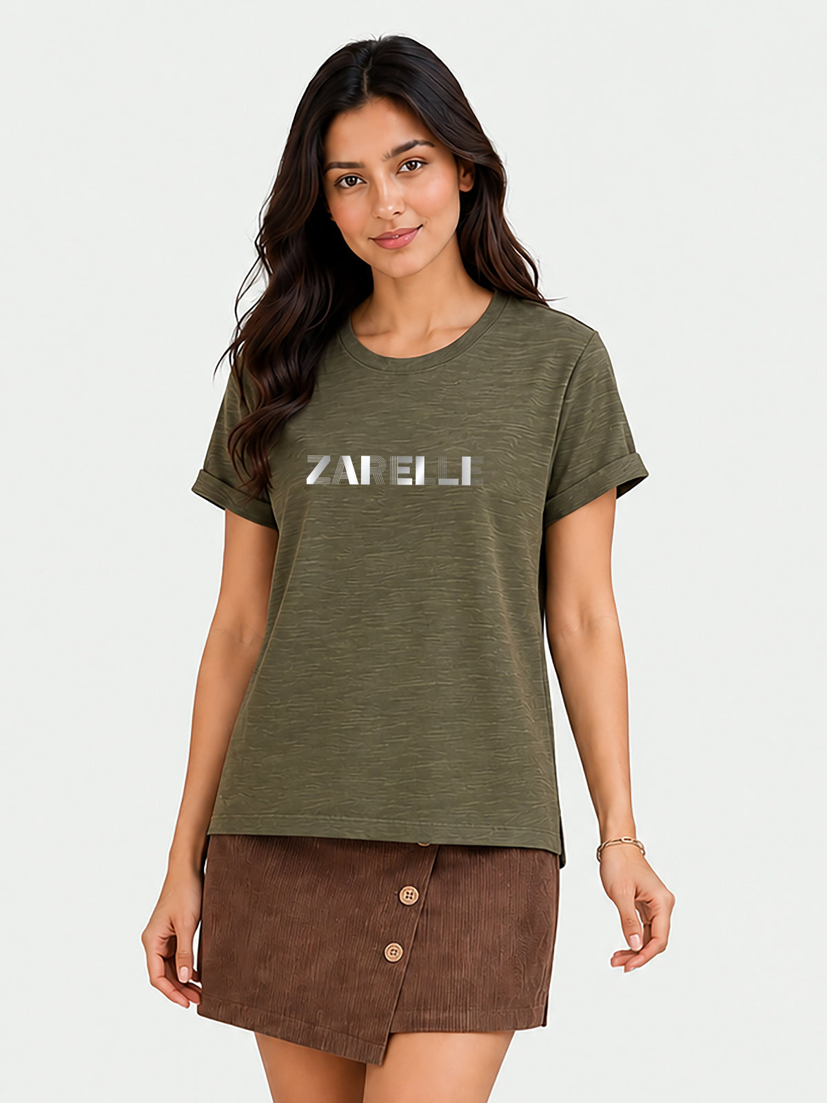 Zarelle Women's Cotton Slub Regular Fit T-Shirt