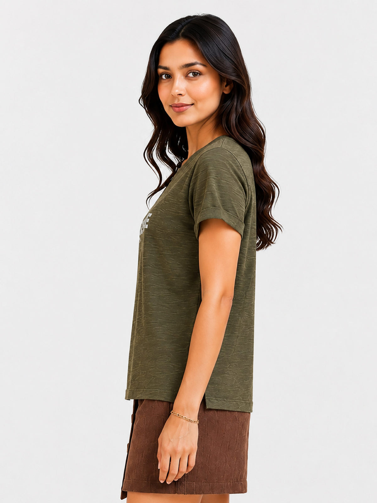 Zarelle Women's Cotton Slub Regular Fit T-Shirt