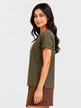 Zarelle Women's Cotton Slub Regular Fit T-Shirt
