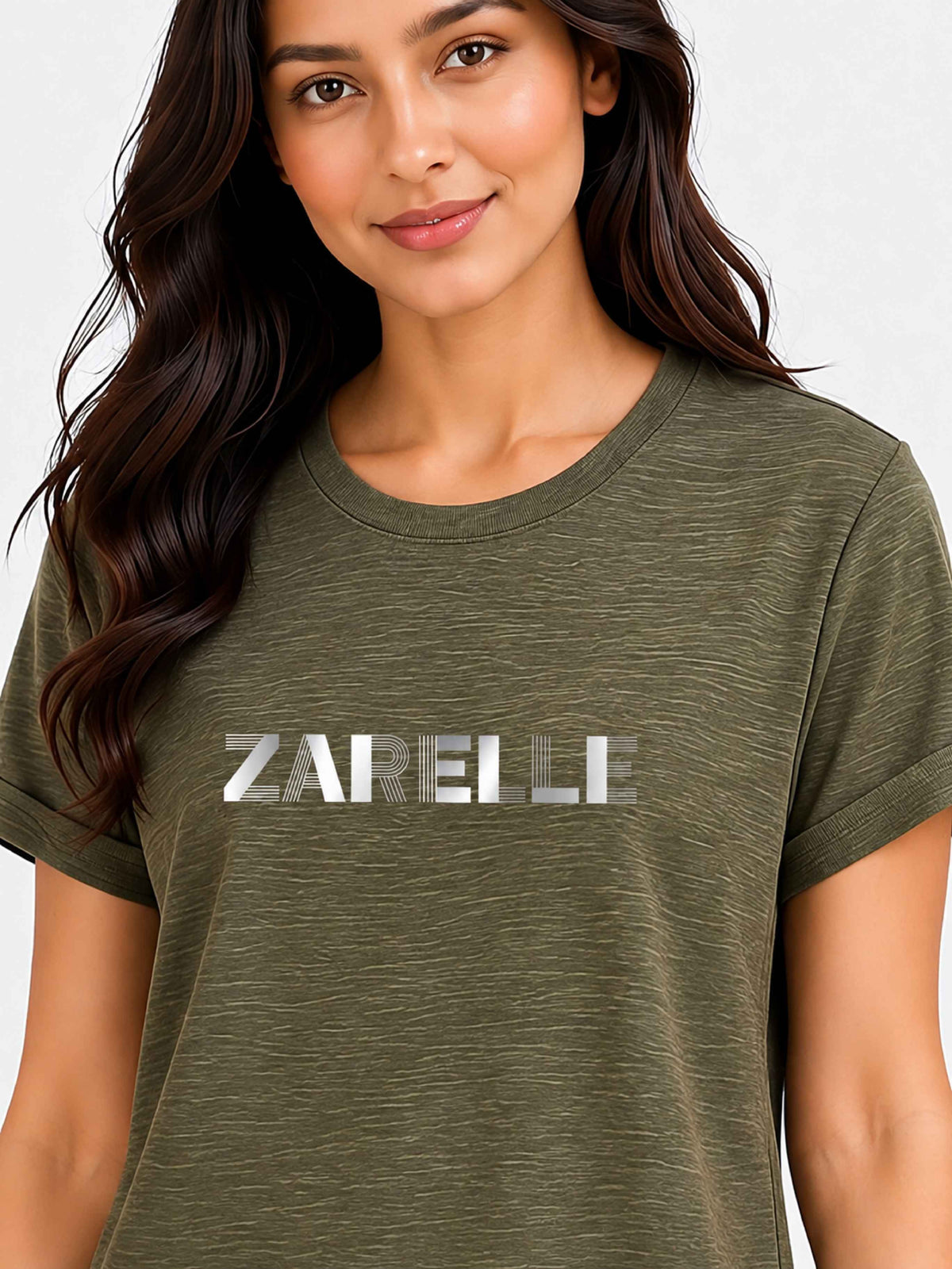 Zarelle Women's Cotton Slub Regular Fit T-Shirt