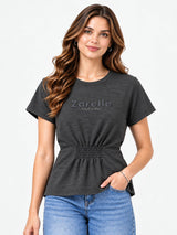 Zarelle Women's Cotton Slub Regular Fit Top