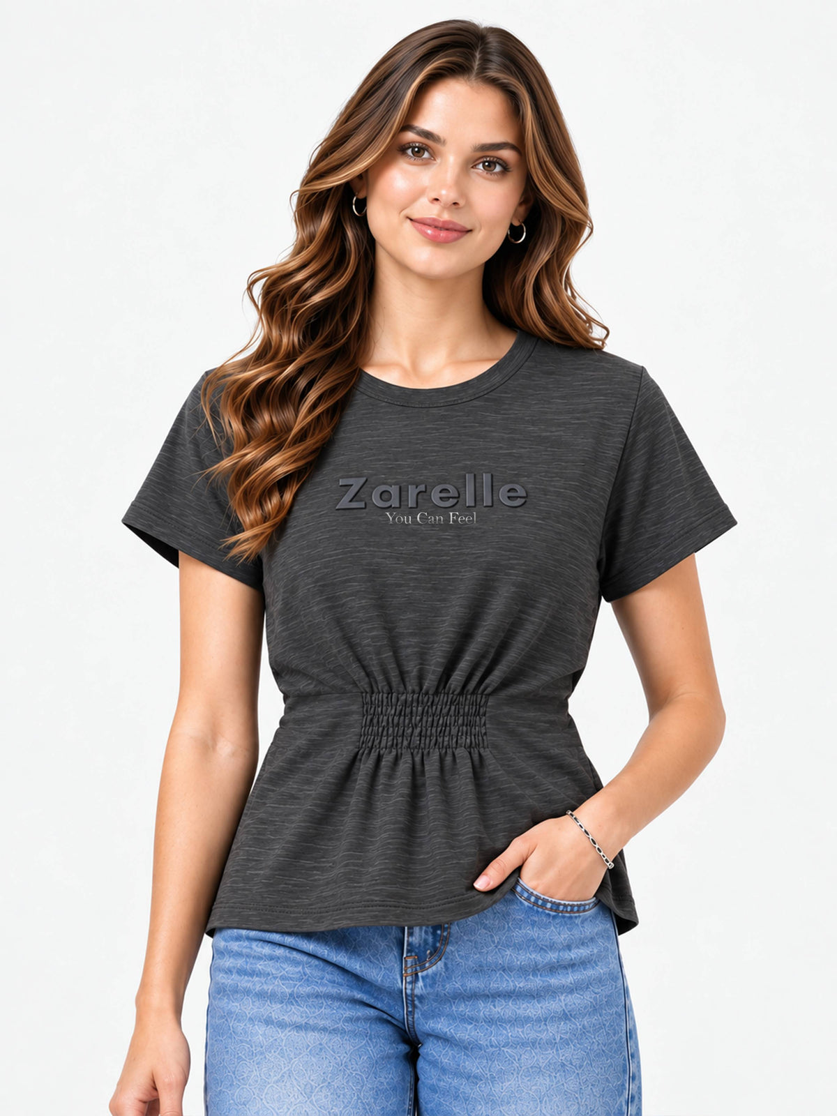 Zarelle Women's Cotton Slub Regular Fit Top