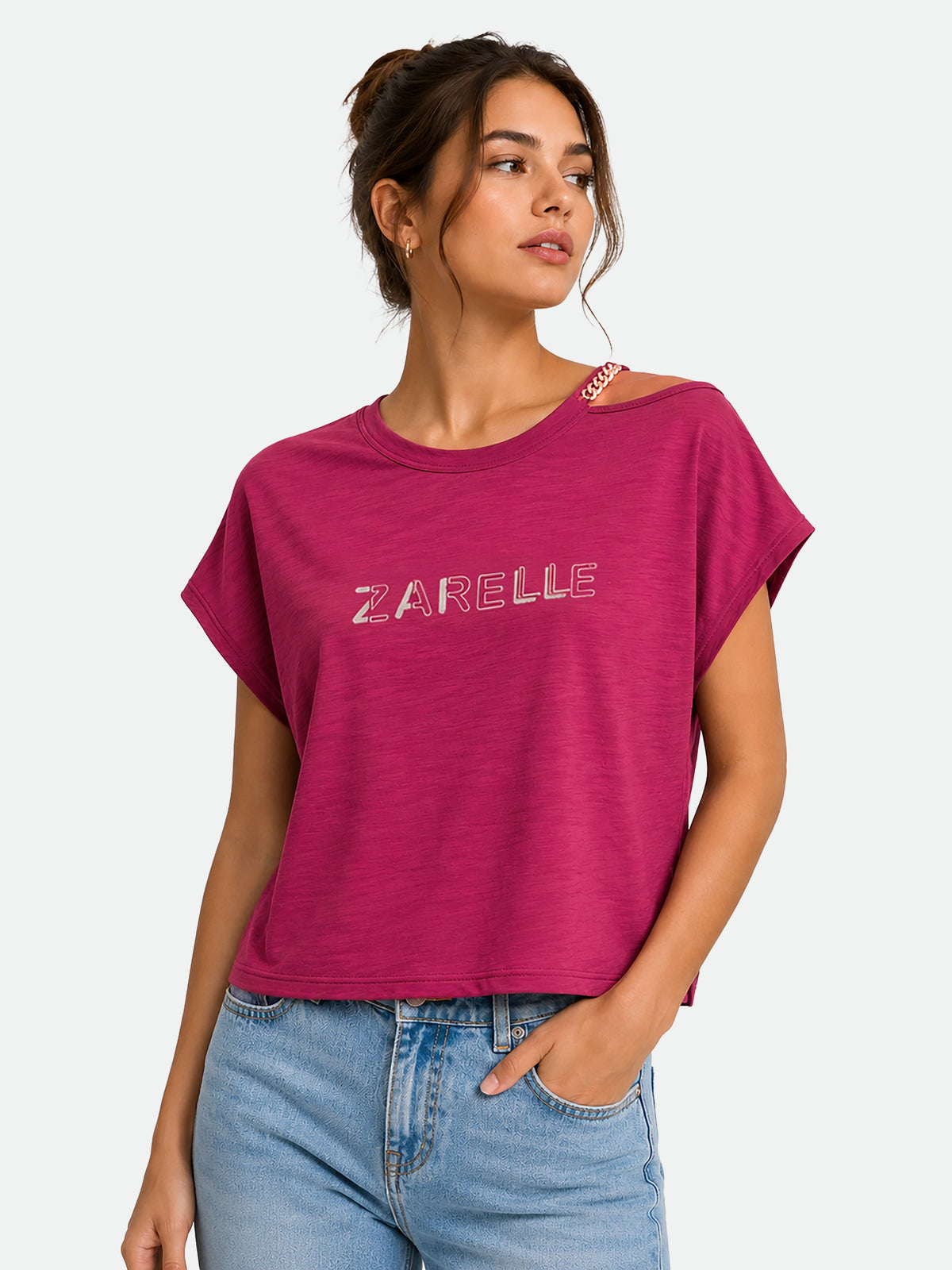 Zarelle Women's Cotton Slub Relaxed Fit Top