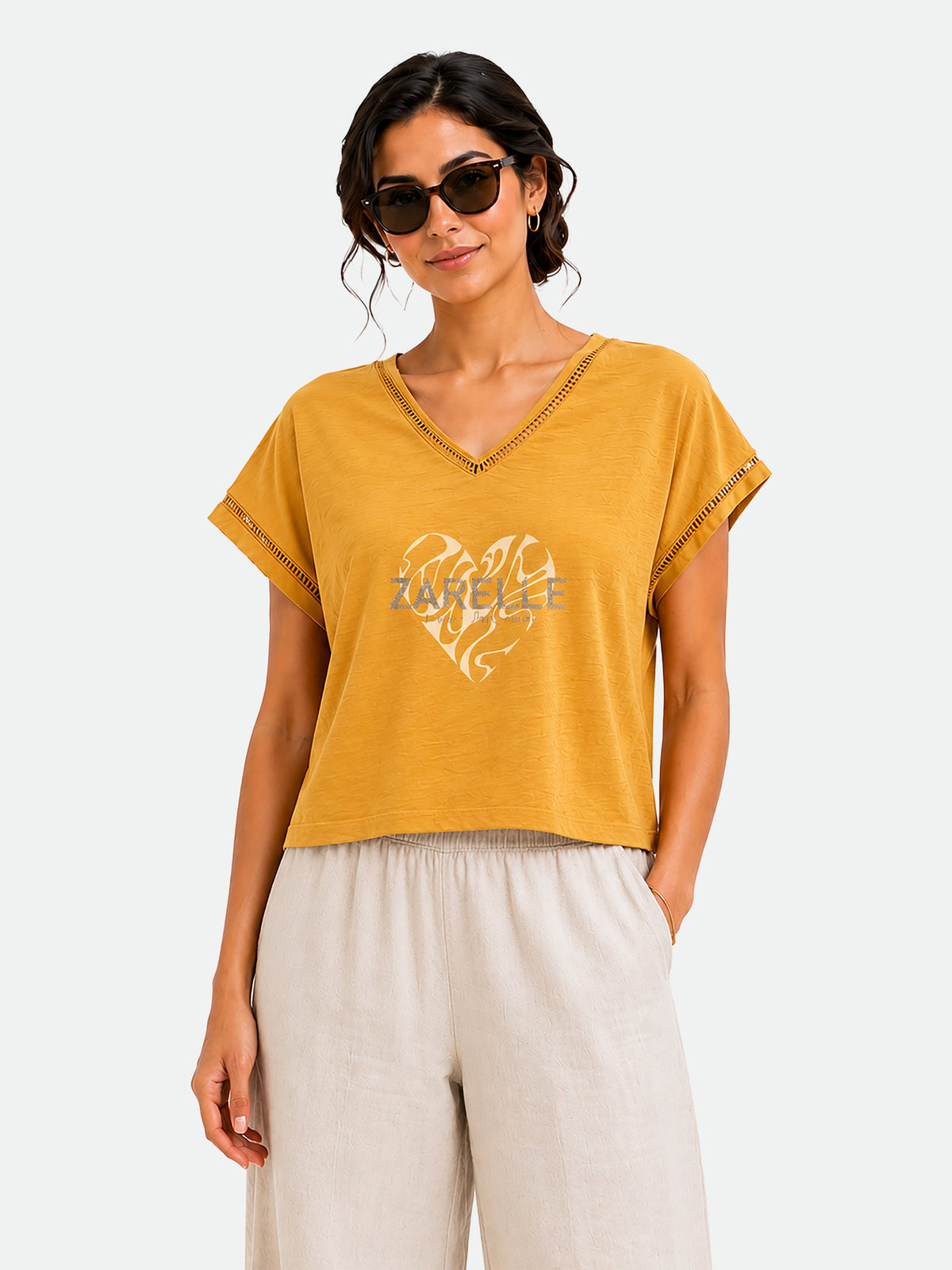 Zarelle Women's Cotton V-Neck Top