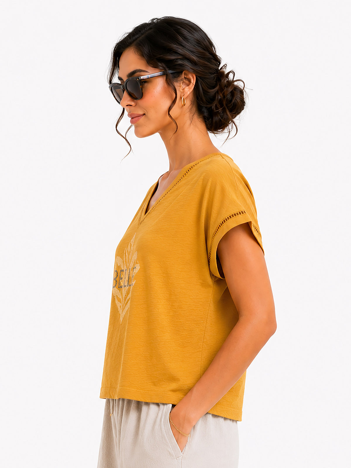 Zarelle Women's Cotton V-Neck Top