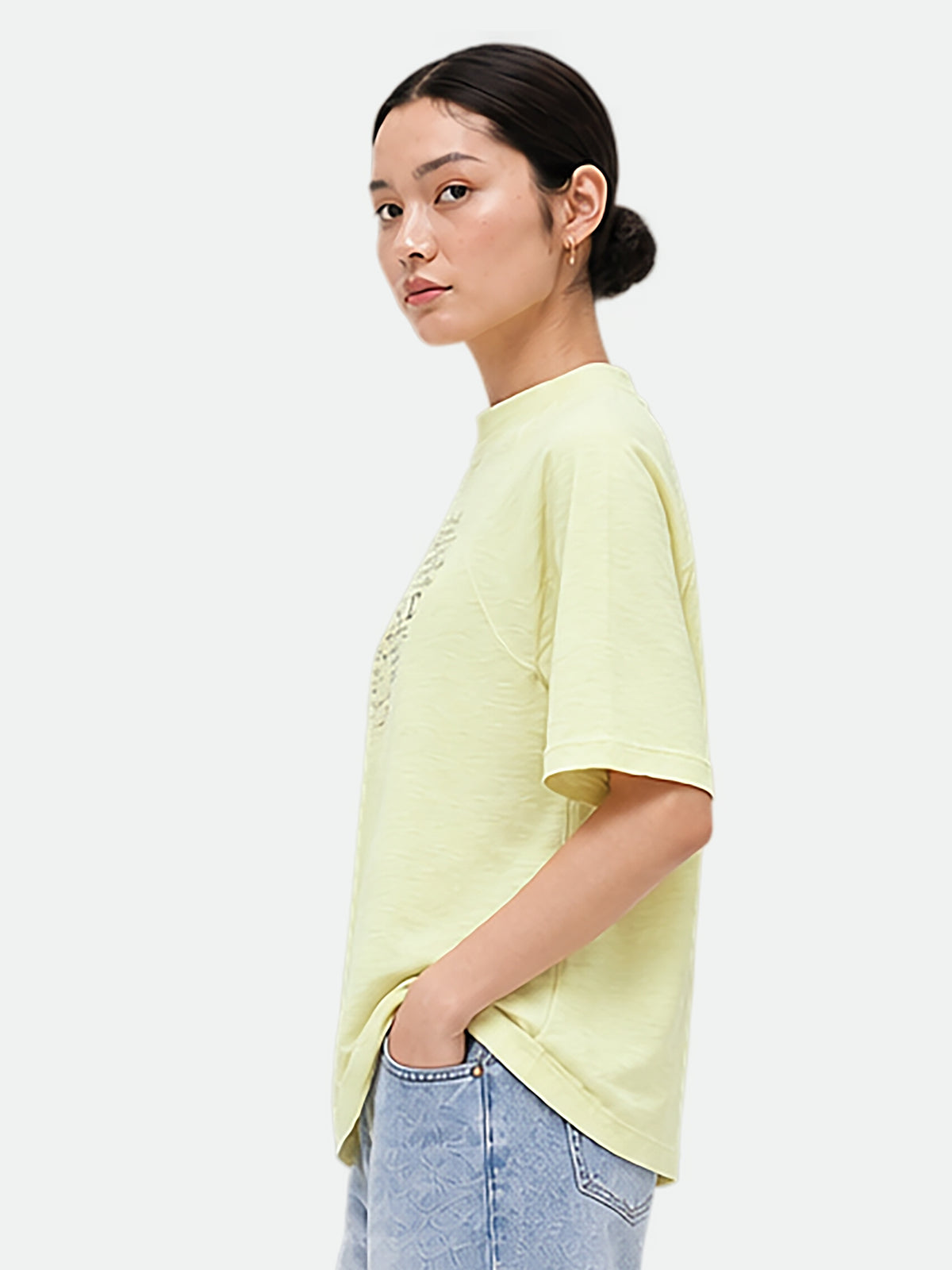 Zarelle Women's Cotton Slub Relaxed Fit T-Shirt