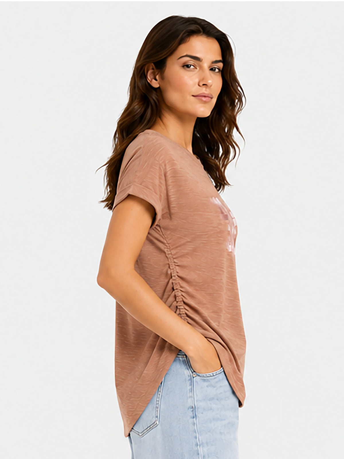 Zarelle Women's Brown Cotton Casual Top