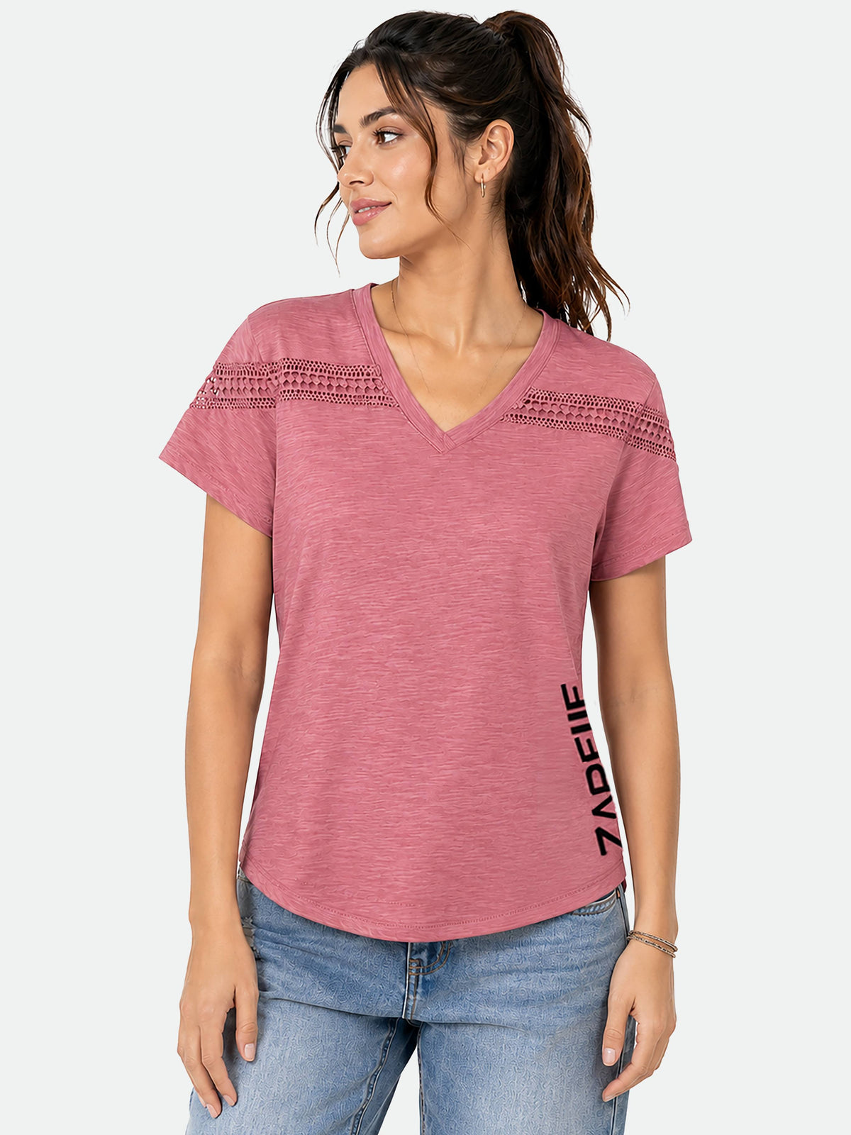 Zarelle Women's Cotton V-Neck T-Shirt