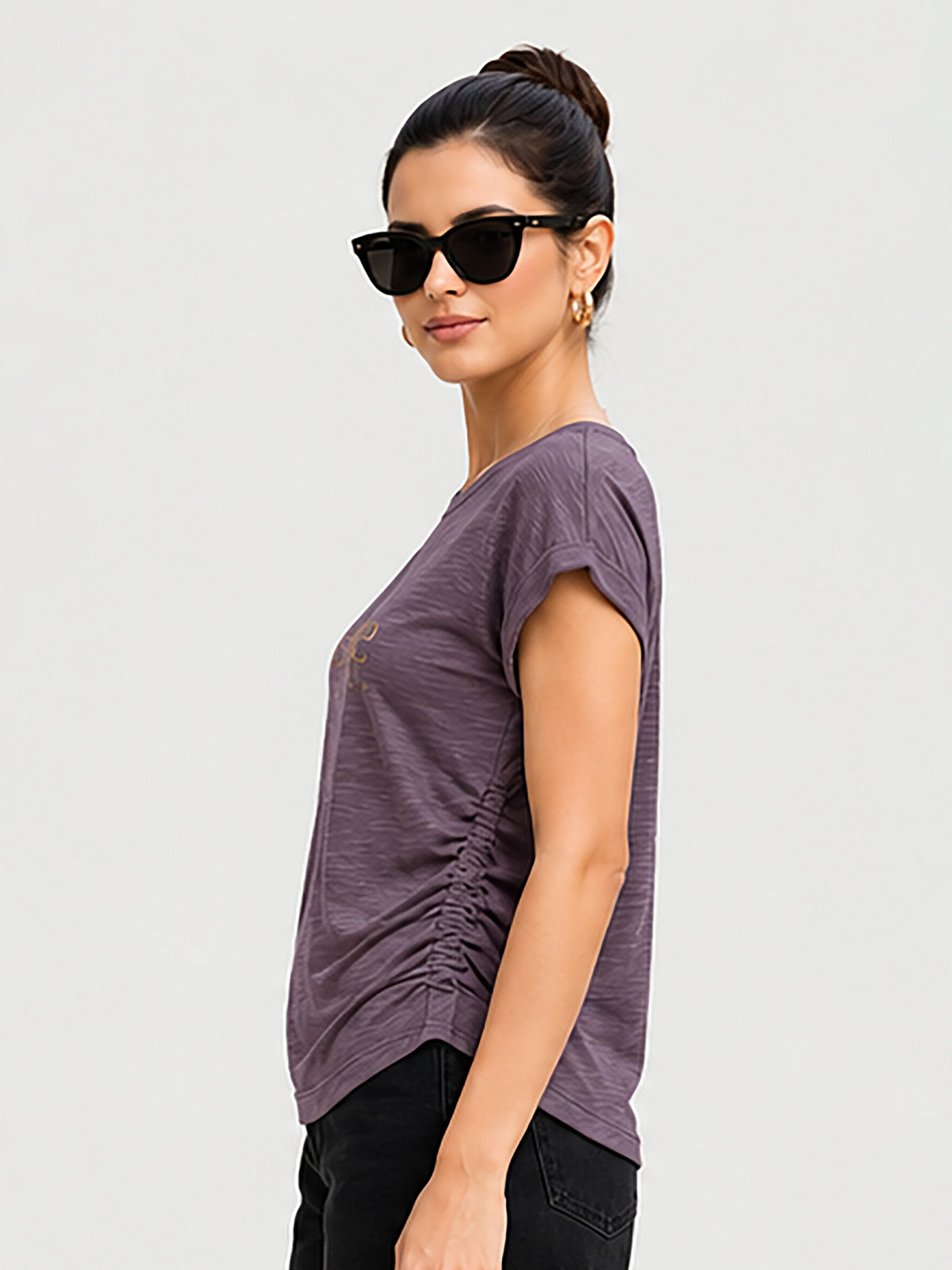 Zarelle Women's Cotton Slub Relaxed Fit Top