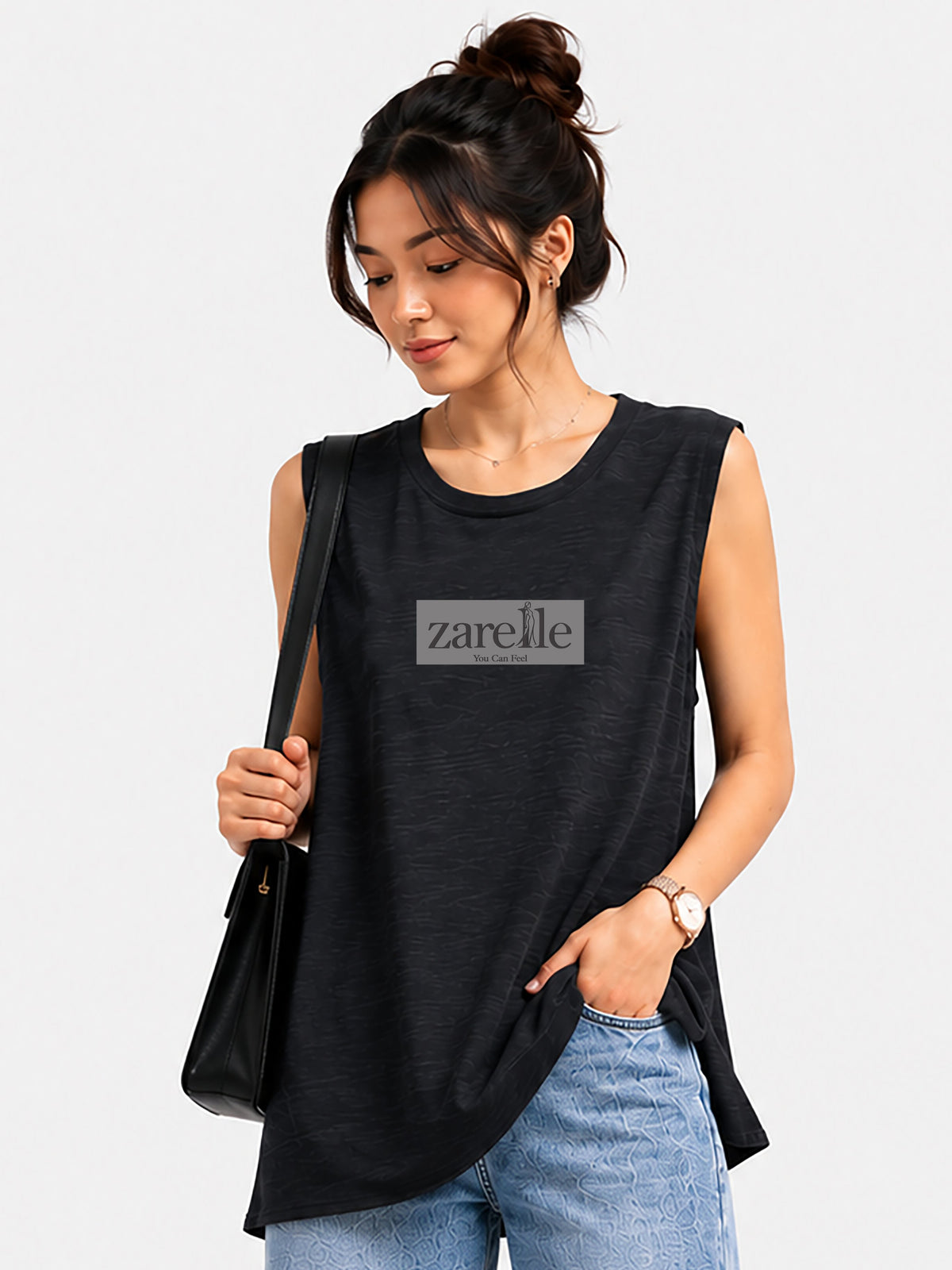 Zarelle Women's Cotton Slub Relaxed Fit Top