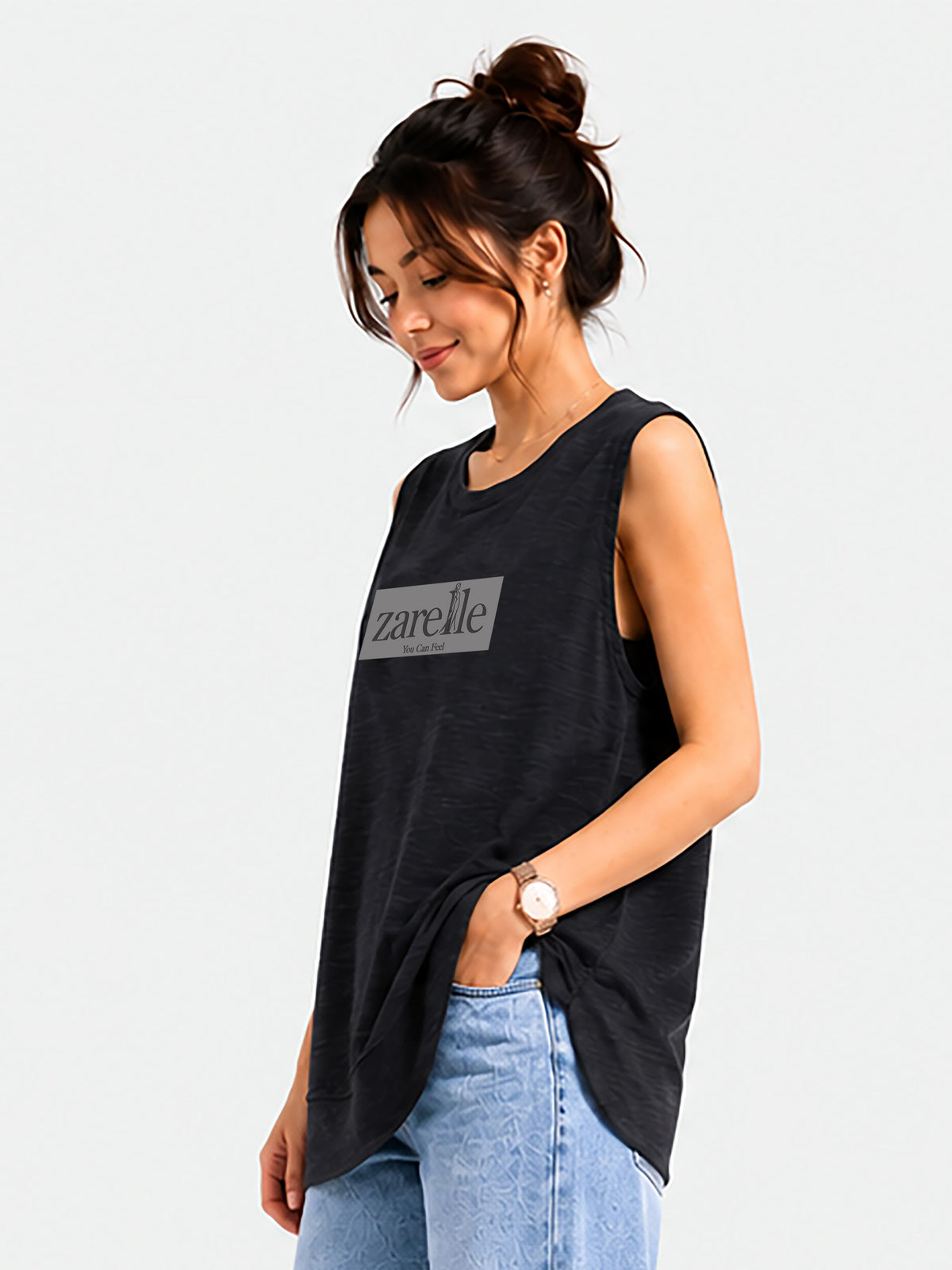Zarelle Women's Cotton Slub Relaxed Fit Top
