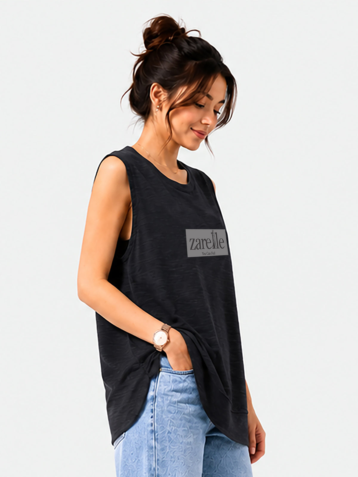 Zarelle Women's Cotton Slub Relaxed Fit Top
