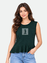 Zarelle Women's Cotton Slub Regular Fit Peplum Top