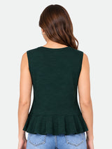 Zarelle Women's Cotton Slub Regular Fit Peplum Top