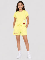 Belina Girl Girls Cotton Relaxed Fit Printed T-Shirt and Shorts Co-ord Set