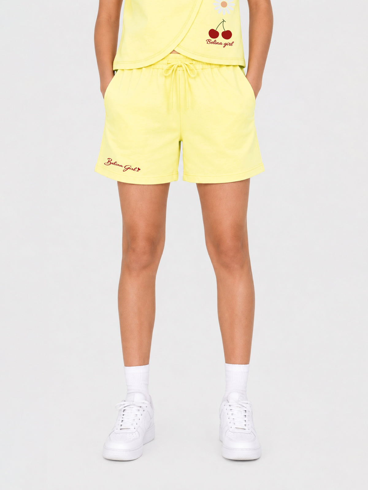 Belina Girl Girls Cotton Relaxed Fit Printed T-Shirt and Shorts Co-ord Set
