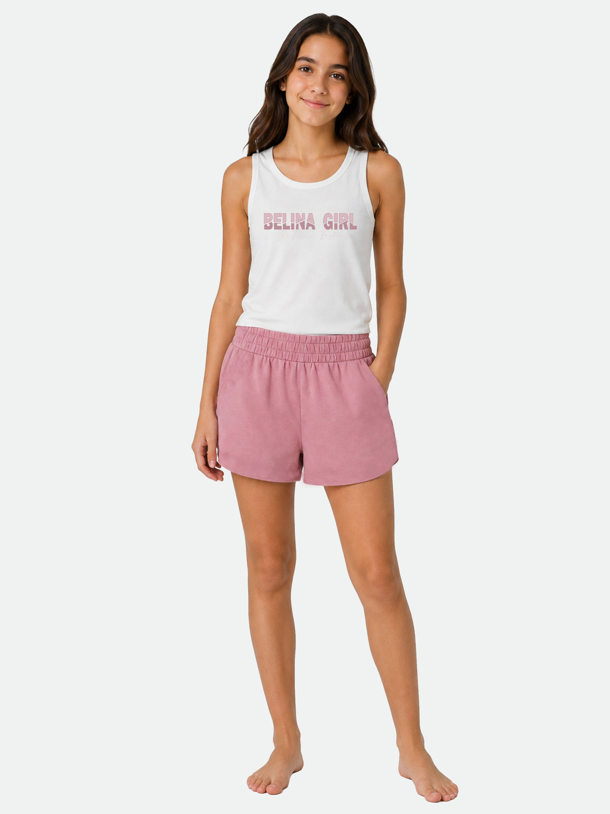 Belina Girl Girl's Cotton Regular Fit Tank Top & Shorts Co-ord Set