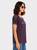 Zarelle Women's Cotton Lace Sleeve T-Shirt