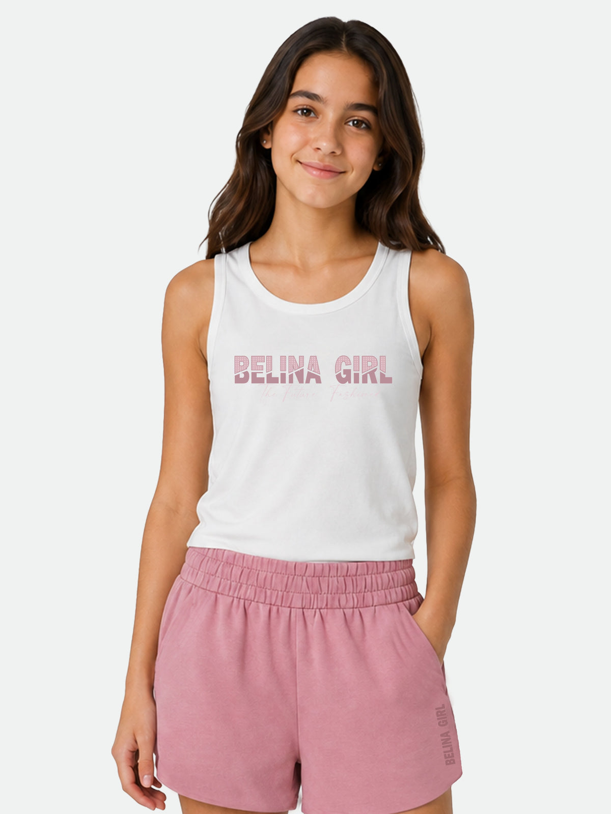 Belina Girl Girl's Cotton Regular Fit Tank Top & Shorts Co-ord Set