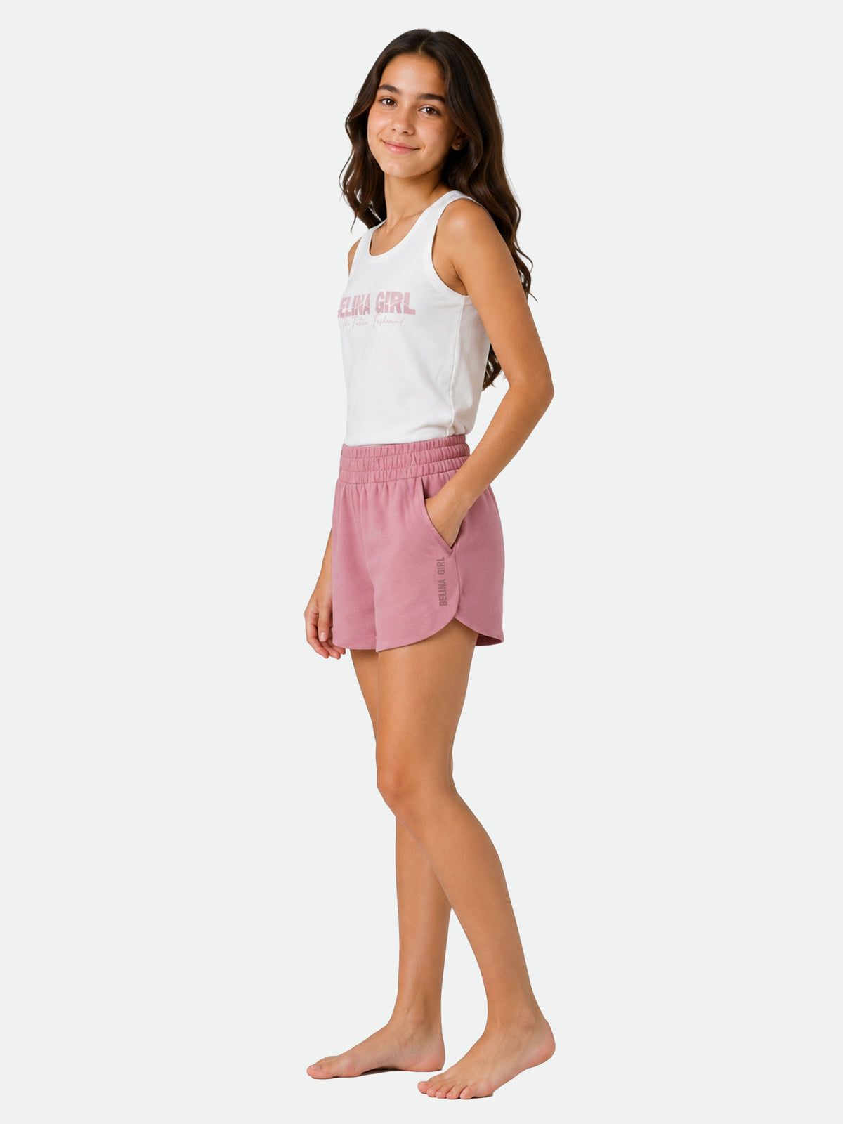 Belina Girl Girl's Cotton Regular Fit Tank Top & Shorts Co-ord Set