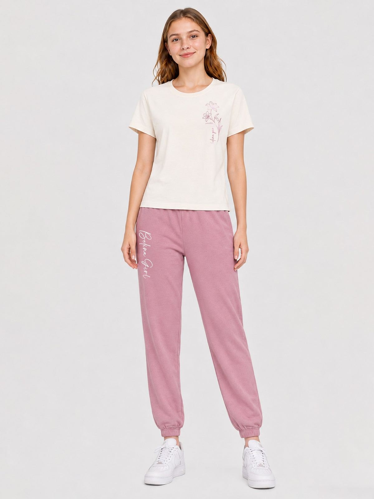 Belina Girl Girls Cotton Regular Fit Printed T-Shirt and Jogger Co-ord Set