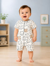 Niki Nova Baby Teddy Print Romper Soft Cotton for Baby Boys & Girls