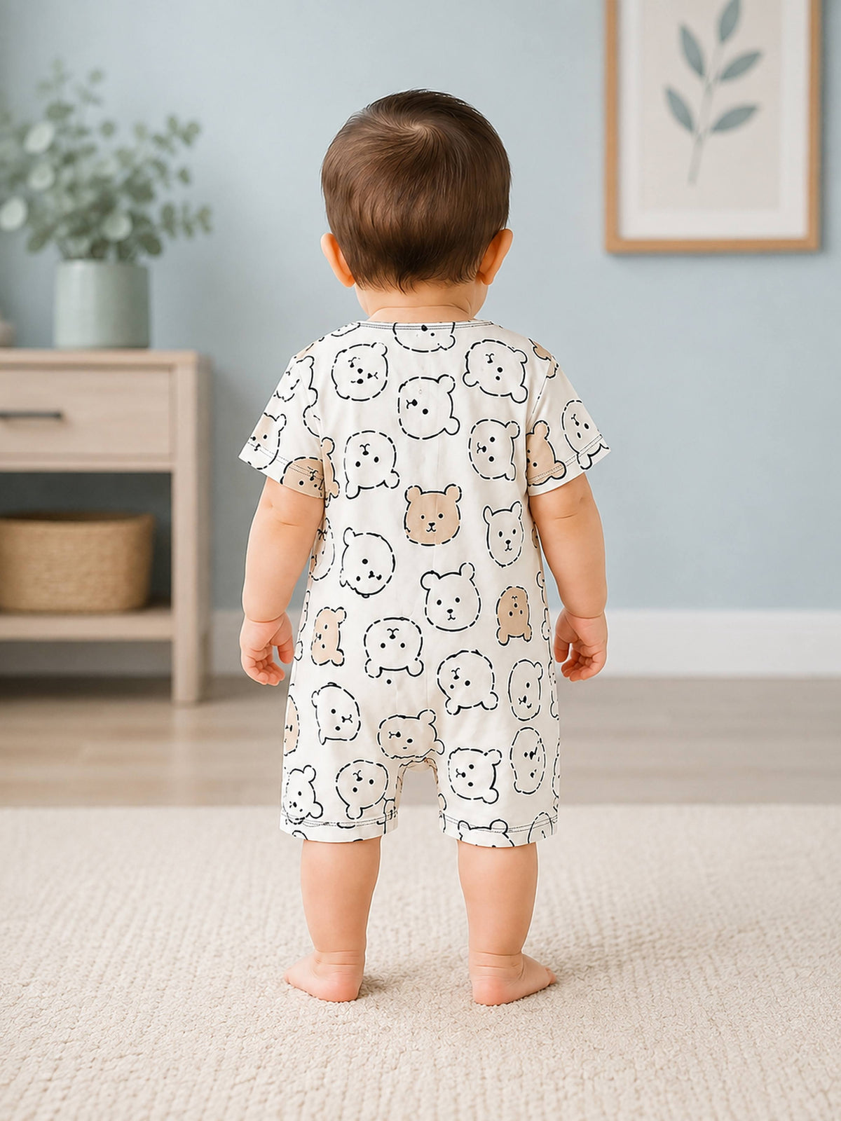 Niki Nova Baby Teddy Print Romper Soft Cotton for Baby Boys & Girls