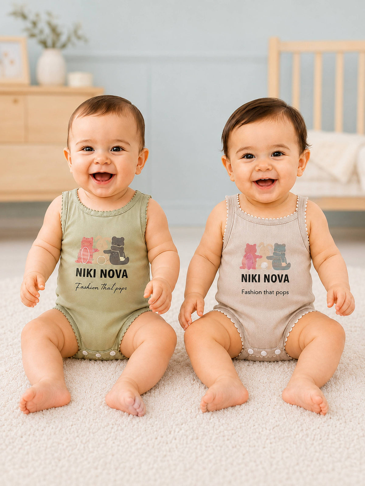 Niki Nova Baby Sleeveless Romper Soft Cotton for Baby Boys & Girls