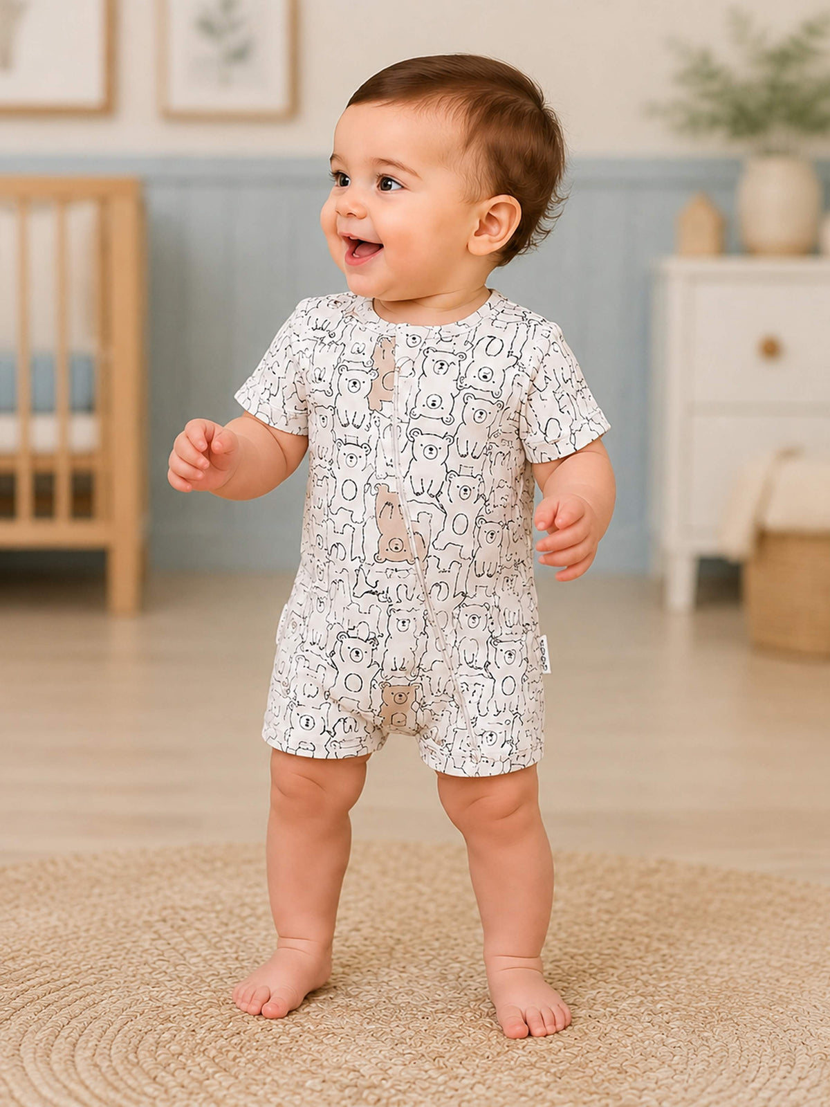 Niki Nova Baby Short Zip Romper Soft Cotton for Baby Boys & Girls