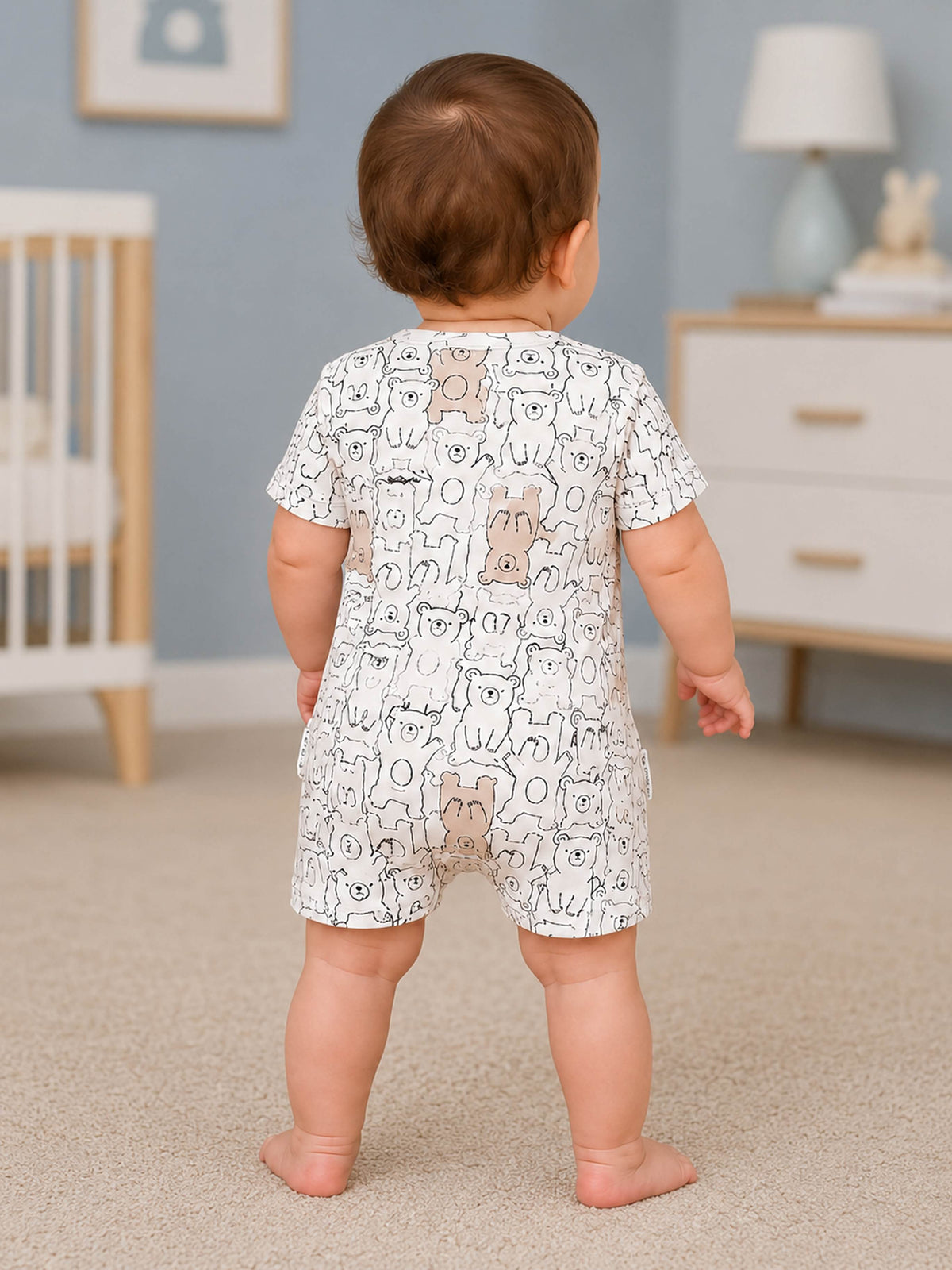 Niki Nova Baby Short Zip Romper Soft Cotton for Baby Boys & Girls