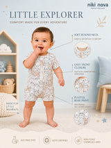 Niki Nova Baby Short Zip Romper Soft Cotton for Baby Boys & Girls