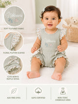 Niki Nova Baby Girls Flutter Dress Romper Soft Cotton Floral