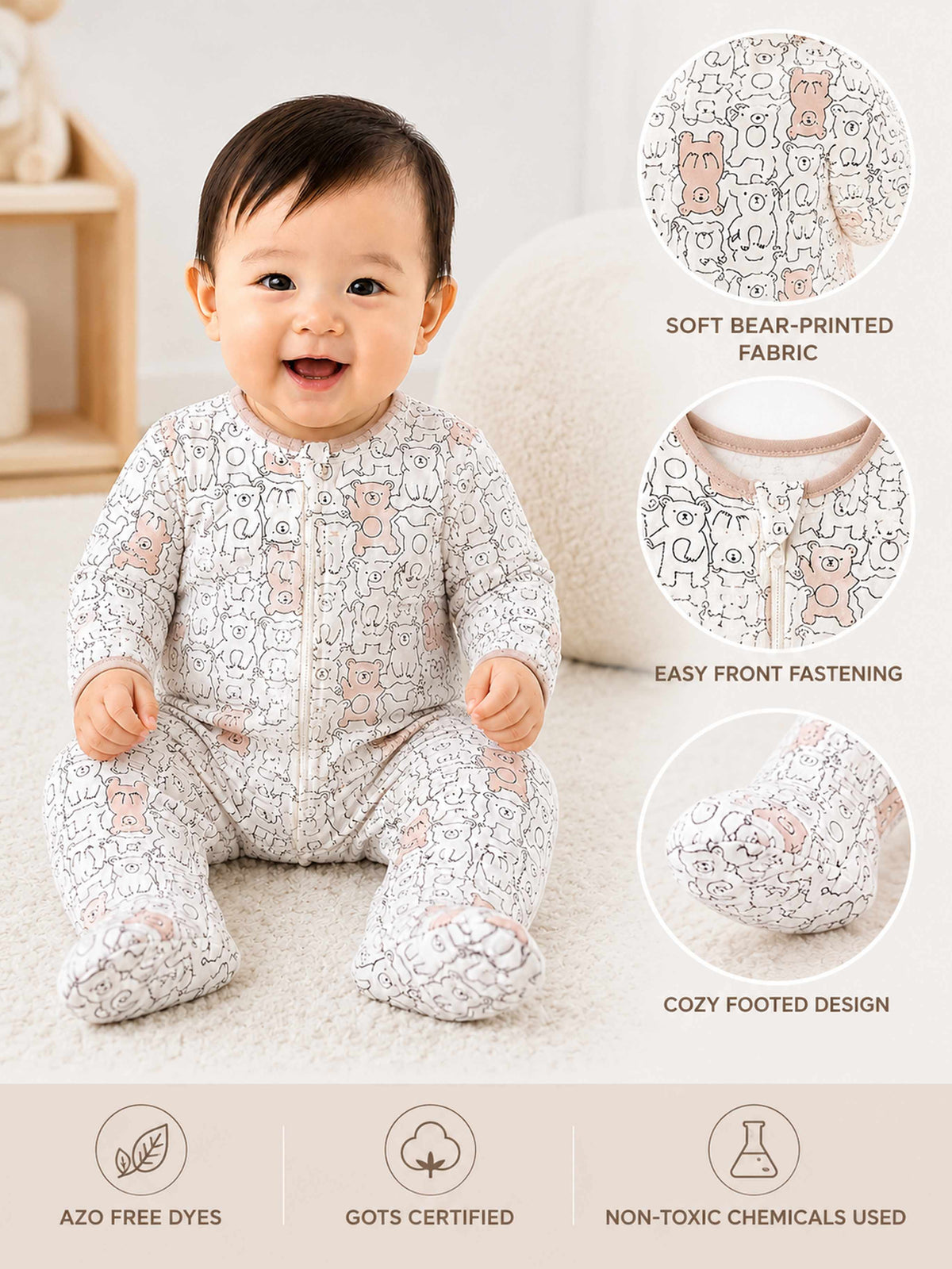 Niki Nova Baby Printed Sleepsuit Soft Cotton for Baby Boys & Girls