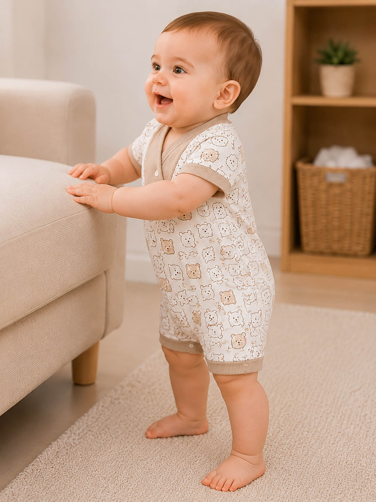 Niki Nova Baby V-Neck Romper Soft Cotton for Baby Boys & Girls