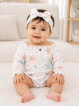 Niki Nova Baby Girls Star Print Bubble Suit Soft Cotton Romper