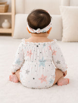 Niki Nova Baby Girls Star Print Bubble Suit Soft Cotton Romper