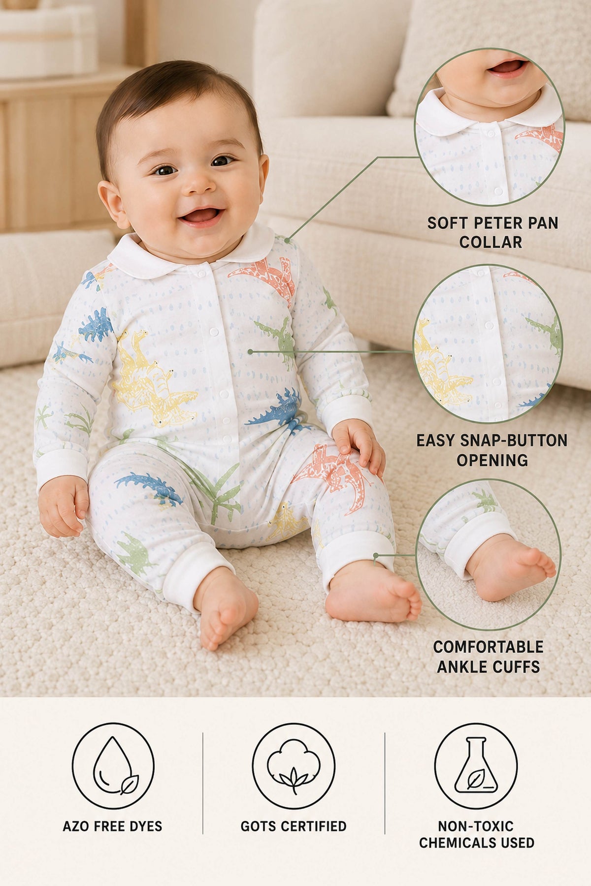 Niki Nova Baby Full Sleeve Romper Soft Cotton for Baby Boys & Girls
