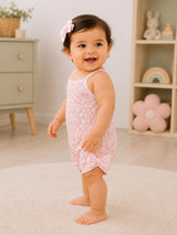 Niki Nova Baby Girls Floral Romper Soft Cotton with Bow Detail