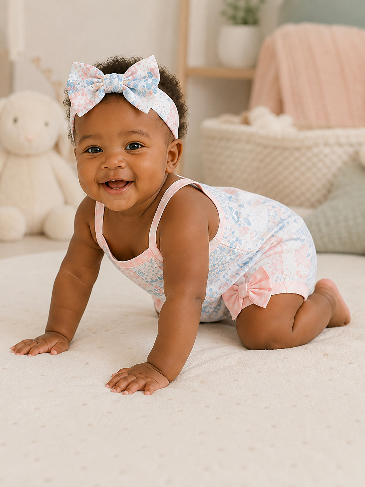 Niki Nova Baby Girls Floral Sleeveless Onesie Soft Cotton