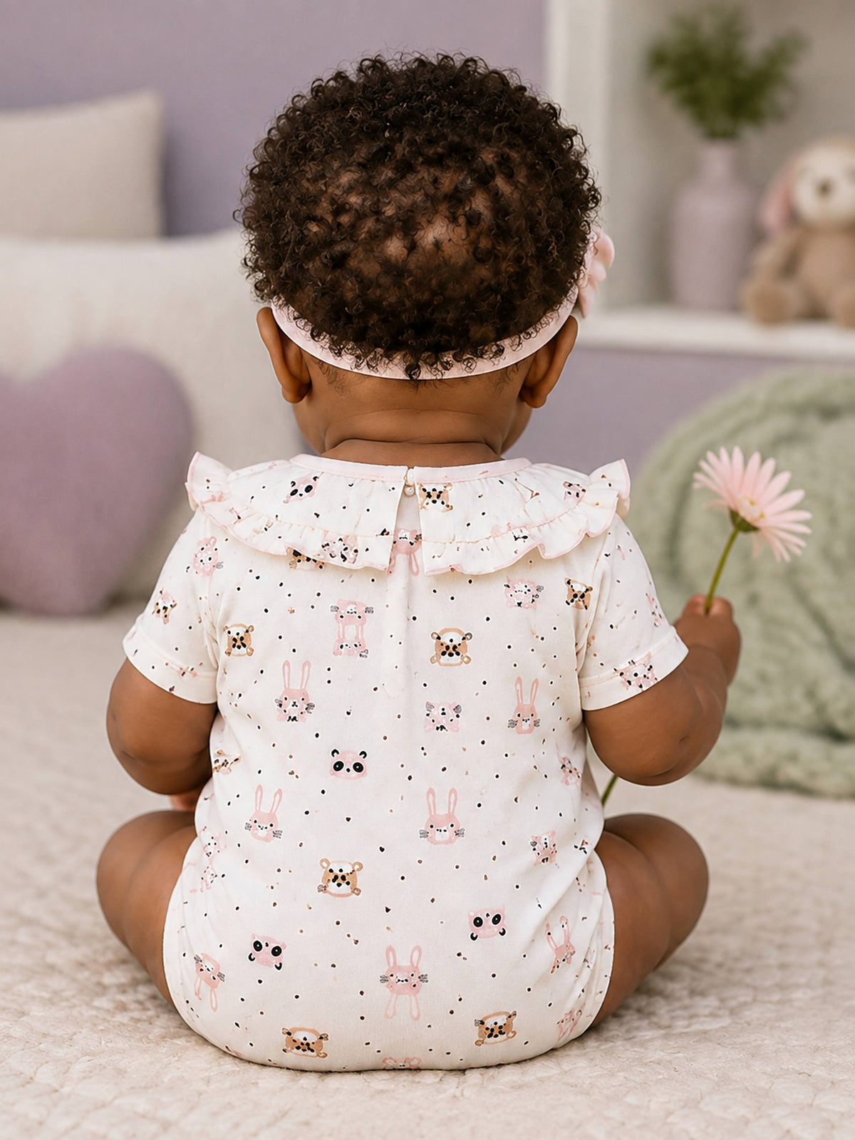 Niki Nova Baby Girls Peter Pan Bodysuit Soft Cotton Printed