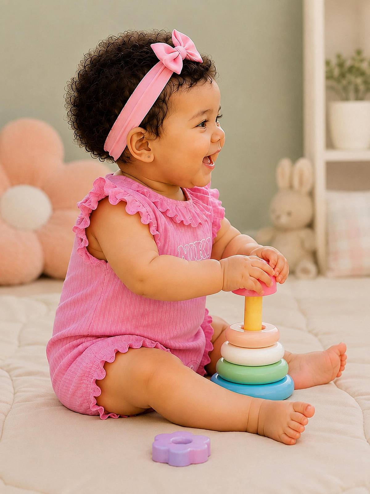 Niki Nova Baby Girls Flutter Sleeve Romper Soft Cotton Wear