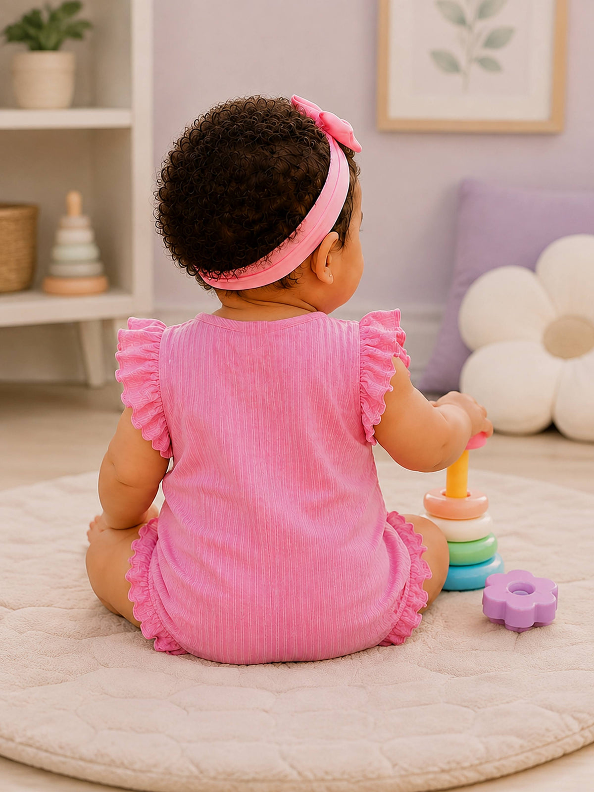 Niki Nova Baby Girls Flutter Sleeve Romper Soft Cotton Wear
