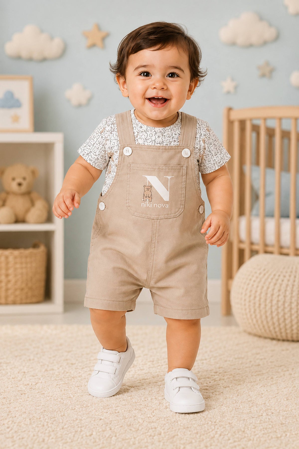 Niki Nova Baby Dungaree Set Soft Cotton for Baby Boys & Girls