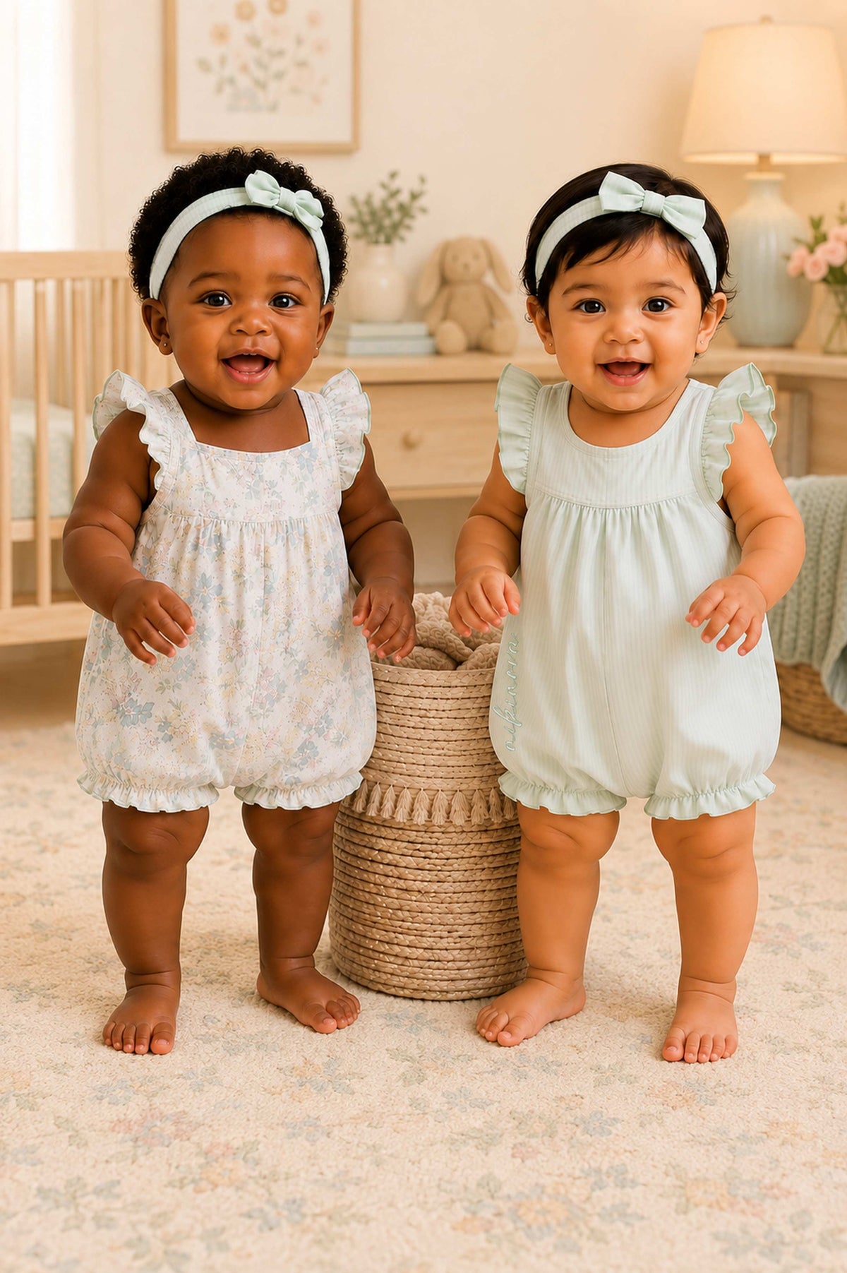 Niki Nova Baby Girls Ruffle Bubble Romper Set